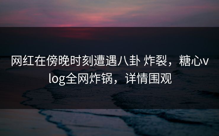 网红在傍晚时刻遭遇八卦 炸裂，糖心vlog全网炸锅，详情围观