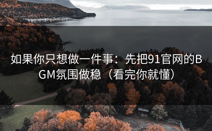 如果你只想做一件事：先把91官网的BGM氛围做稳（看完你就懂）