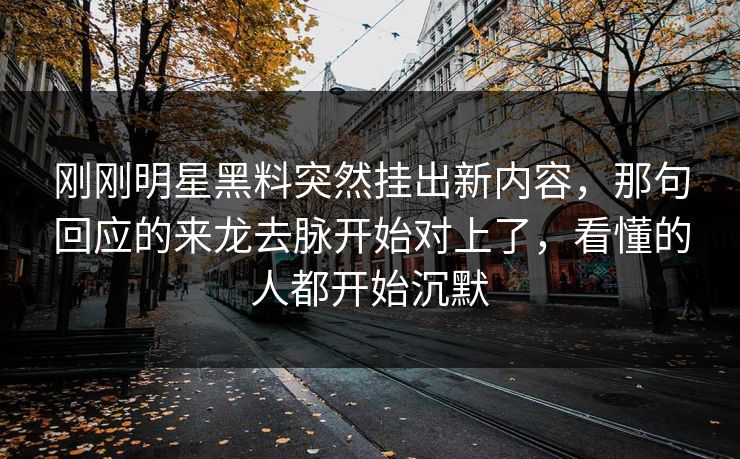 刚刚明星黑料突然挂出新内容，那句回应的来龙去脉开始对上了，看懂的人都开始沉默